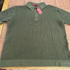 New Zanetti Polo Sweater Sz XL Mens Green Ribbed Short Sleeve NWT Shirt Thick