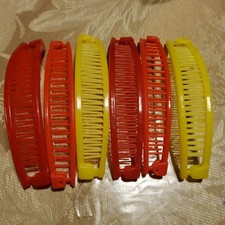 Vintage 1980s Hair Accessories 5" Banana Clips Clincher Combs Lot of 6