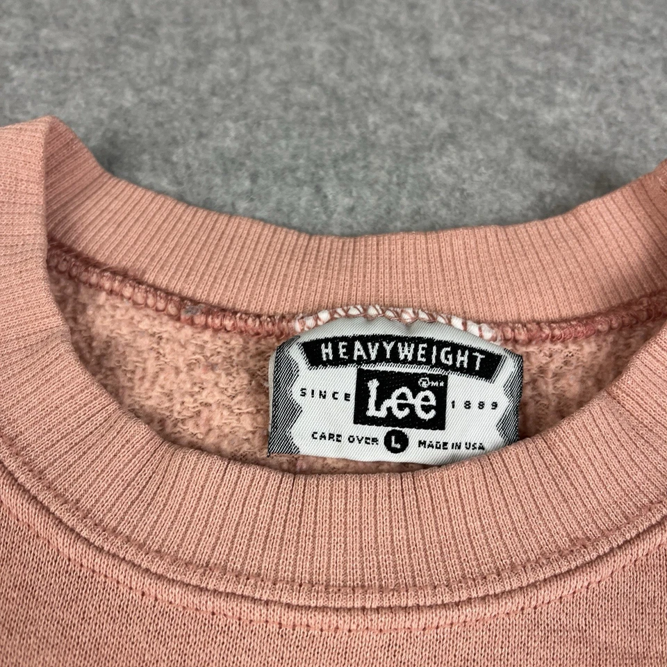 Sudadera Lee de Colección Años 80 90 Para Hombre Grande Rosa Pullover En Blanco Cuello Redondo Foto 2 de 4