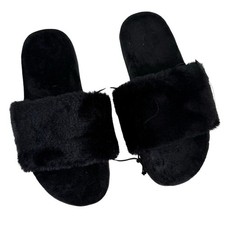 NWT Express Women s Black Fur Slide On Shoes Slippers Size 6