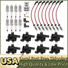 Set of 8 Round Ignition Coil Pack UF262 with Spark Plug and Wire For Chevy GMC