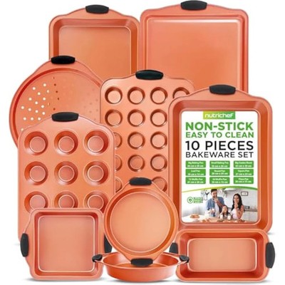 NutriChef 10-teiliges Antihaft Backformen Set - Premium Antihaft Kohlenstoffstahl