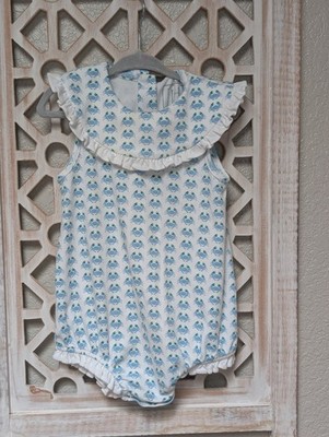Lila and Hayes Baby Girl 18-24 mos romper ''Cool Crabs'' pima cotton ruffles soft