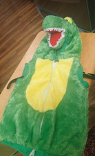 Baby Costume 12-18 Months Green Yellow Dinosaur Hooded, Zipper Front.