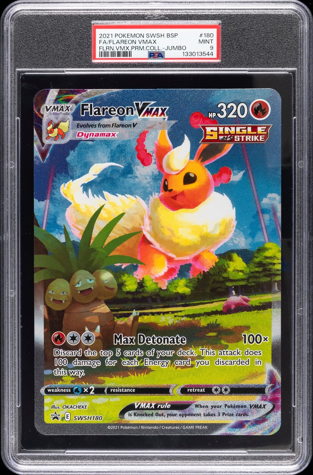 2021 POKEMON SWSH BLACK STAR PROMO #180 FULL ART/FLAREON VMAX PSA 9