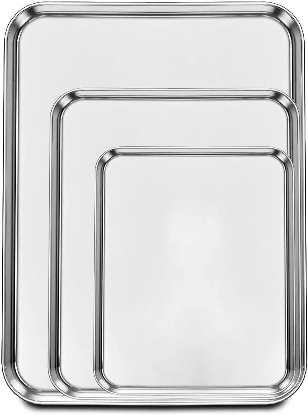 Set of 3 Baking Sheet, Stainless Steel Cookie Sheet Baking Sheet Pan, 9/12/16 In