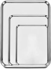 Set of 3 Baking Sheet, Stainless Steel Cookie Sheet Baking Sheet Pan, 9/12/16 In