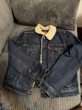 Levi's Signature Shepa Lined Denim Button Trucker Jacket Dark Blue, Size M