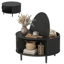 HOMCOM Coffee Table with Lift Top Sliding Door 80 cm Black Wood Effect