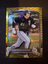 2025 Bowman Draft Caleb Bonemer Chrome Yellow Reptilian Refractor #/75 White Sox
