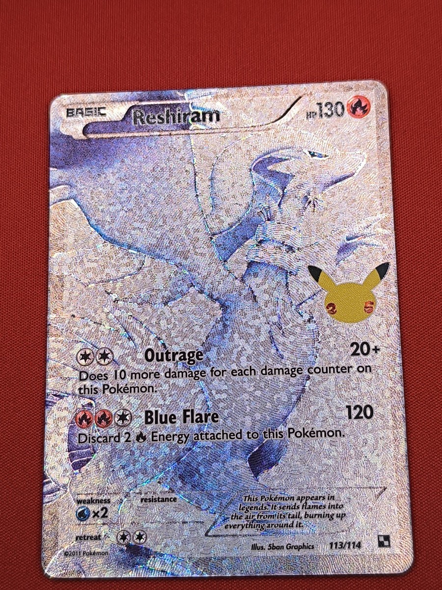 Reshiram 113/114 Celebrations Textured Full Art Ultra Rare Reshiram 113/114 Celebrations Textured Full Art Ultra Rare