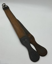 Antiguo cuchillo de afeitar de peluquero de cuero W.R. Case & Sons doble tira Bradford Pa #28