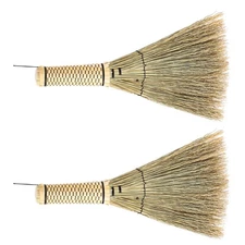 2 Pcs Broom and Dustpan Short Handled Kitchen Small Garden Straw