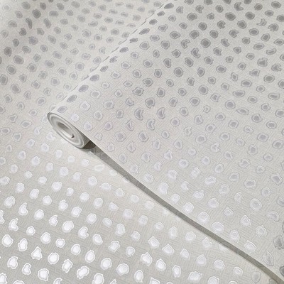 Geometric Grid matte off white silver metallic dots textured modern wallpaper 3D