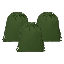 3pcs Reusable Drawstring Bags, 10x12.6" Multipurpose Bags, Olive Green