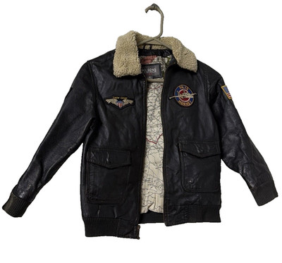 Wilson s Leather Youth Medium Leather Bomber Jacket Thinsulate Aviator Patches