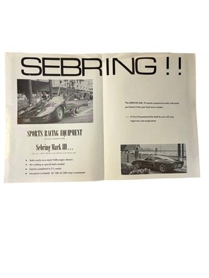 Vintage Sebring Mk III Sports Racing Equipment Brochure & Purchase Order VW Kit