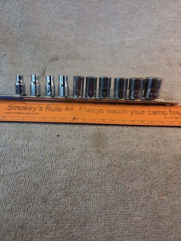Snap-On SAE TM 10 Piece Set 1/4" Drive Socket Lot
