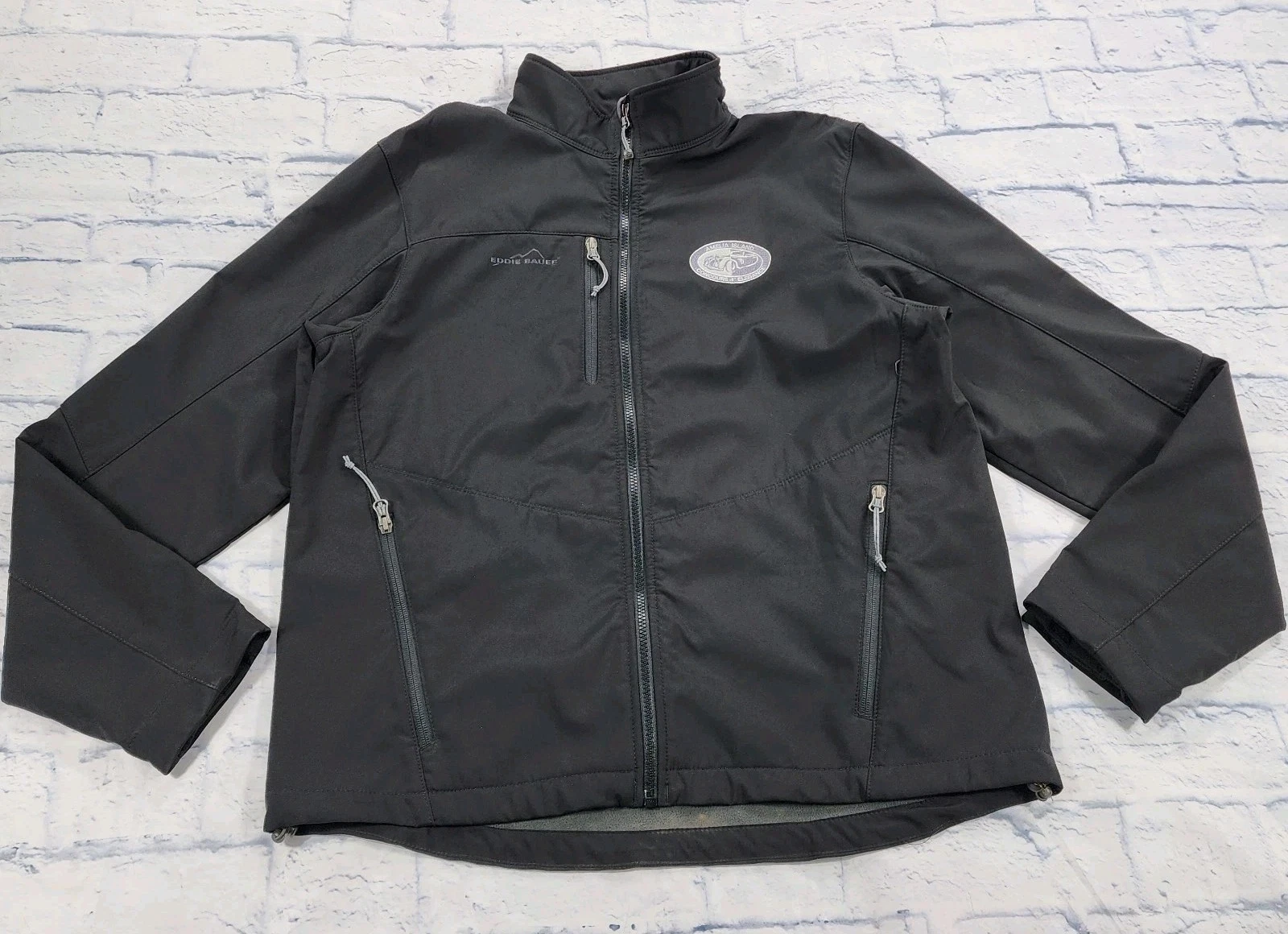 Eddie Bauer Jacket MENS SIZE L Black Soft Shell EB530 Lined Amelia Island