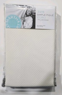 Martha Stewart Collection Simple Pique Euro Pillow Sham 26'' x 26'' Ivory 100% New