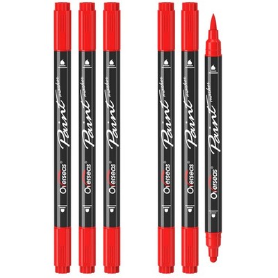 Red Acrylic Paint Markers, 6 Pack Dual Tip Paint Pens Acrylic Markers - Dot a...