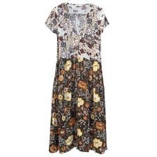 Spell & The Gypsy Floral Midi Dress V-Neck Desert Daisy Babydoll Cottage Small