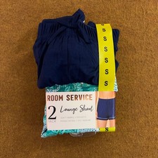 Room Service Womens Small Blue Green 2 Pack Piping Lounge Shorts NWT Flaw