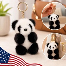 Cute Panda Plush Toy Keychain  Cartoon Bag Pendant  Car Key Charm