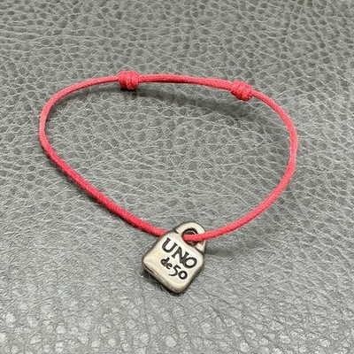 UNOde50 Bracelet Red Cotton Cord Lock Charm Adjustable 7 In Fashion Jewelry