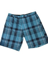 OP Flex 4-Way Stretch Casual Shorts Men's Size 38 Blue Plaid