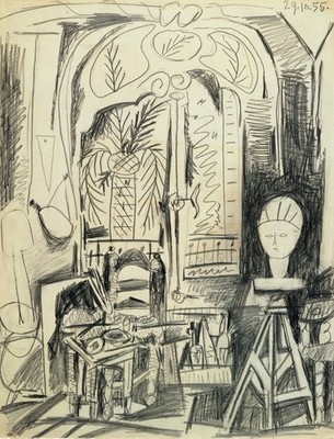 Pablo Picasso - Das Atelier in La California 29.10.1955 A1-A4 Poster Kunst Gemälde