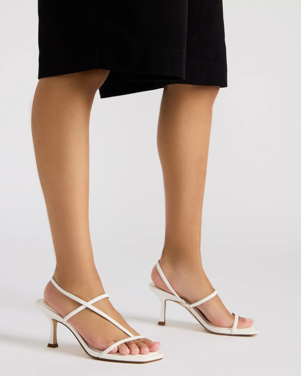 Size 9 - Women's Steve Madden Locke Heeled Sandal - White Leather