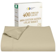 California Design Den King Size Flat Sheet Only - Soft 400 Thread Count Satee...