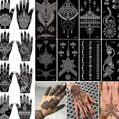Henna Tattoo Schablonen Set 16 Blatt  florale Designs für Körper Frauen Mädchen
