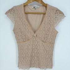 Y2K Babydoll Top M Pink Lace V-Neck Coquette Dainty Romantic Fairy Whimsical V