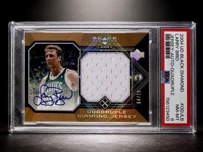 2004 UD Black Diamond Larry Bird Auto Jersey /10 PSA 8 Pop 1 None Higher Celtics