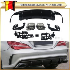Heckdiffusor Lippe Schwarz Glanz für Mercedes CLA C117 X117 16-19 Mit Endrohre Heckdiffusor Lippe Schwarz Glanz für Mercedes CLA C117 X117 16-19 Mit Endrohre