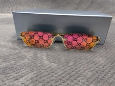 Gucci Sunglasses Gold Frame GG Logo Reflective Mirror New