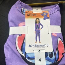 Disney Girls Stitch 2 Piece Character Pajama Set Purple Size 4