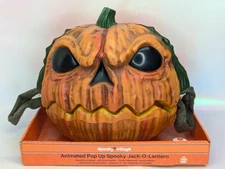 Halloween Animated Spooky Pumpkin Jack-o-Lantern Pop Up Skull Horror Sound NIB