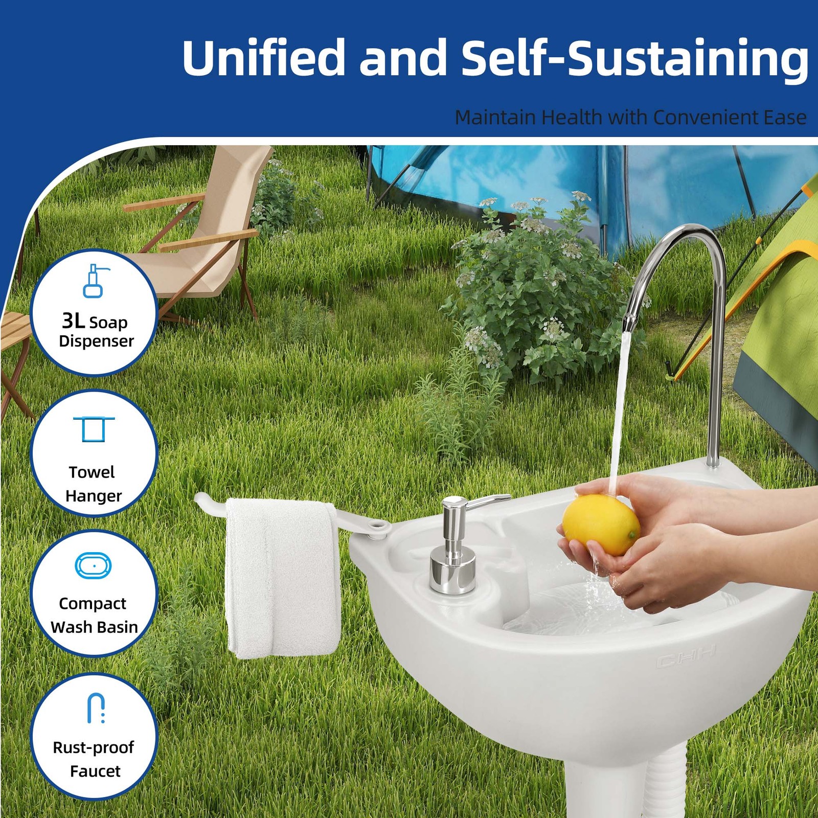 5.3G Portable Toilet w/17L Portable Sink Station RV Travel Outdoor Camping Trip