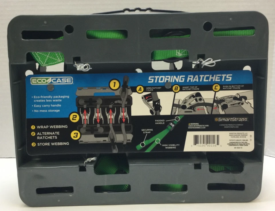SMARTSTRAPS 156 Green 14' Padded Ratchet Strap, 8 Pack (1500 lbs) - Image 3 of 3
