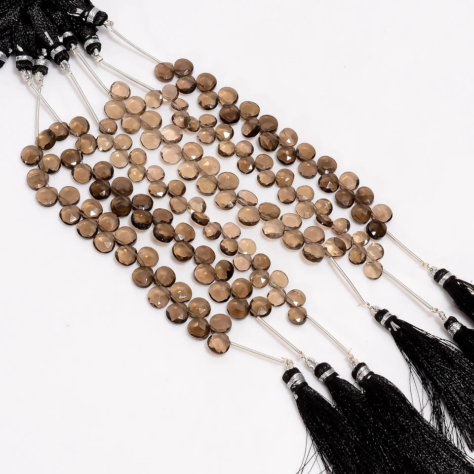 Contas facetadas em forma de coração pedra preciosa quartzo esfumaçado 6X6X3 mm fio 3,75" UGB-727 - Imagem 2 de 4