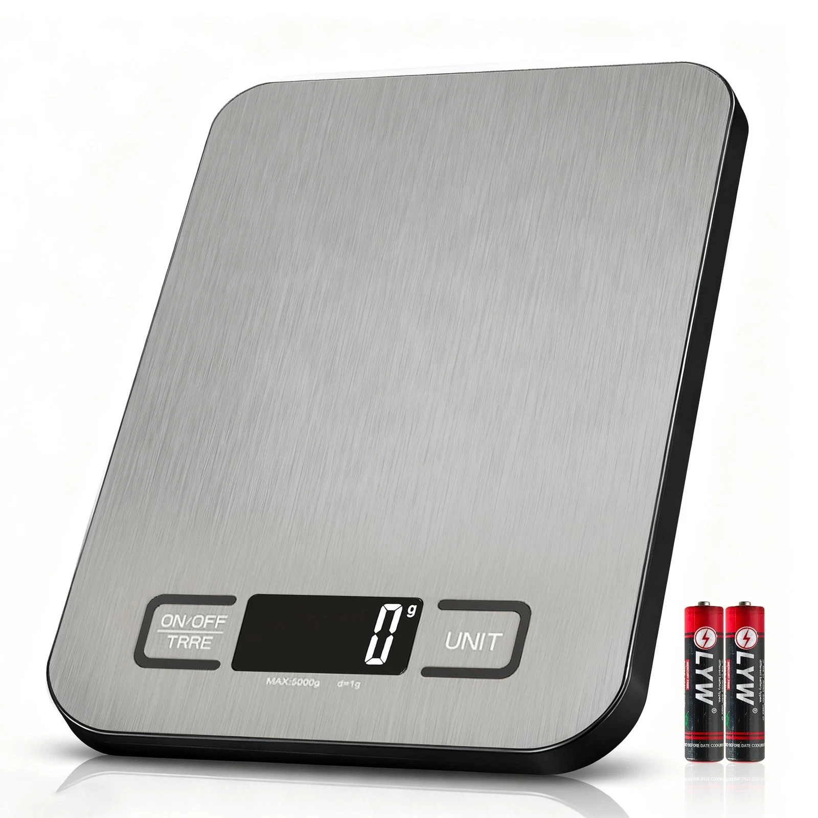 Digital Food Scales, 5.49 x 7.12 x 0.6 inches, Silver Tray + Black Frame