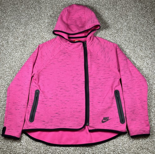 Nike Girls Tech Fleece Hoodie Pink Hoodie Youth Large 677234 612 Asymmetrical