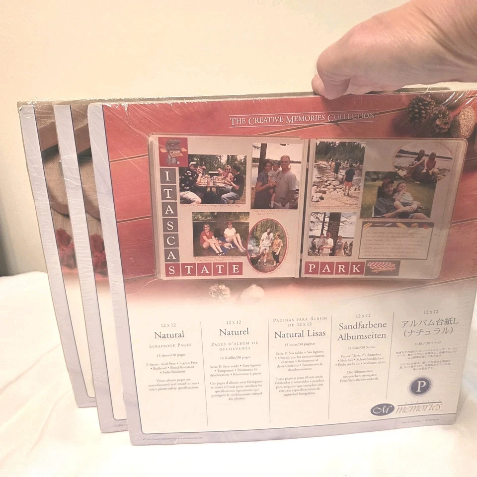 Creative Memories 12x12 Páginas con Bisagras - LOTE de 3 Paquetes de Relleno para Álbumes con Correa NUEVO Foto 2 de 4