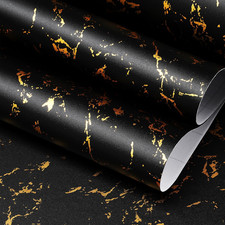 Thick Black and Gold Marble Contact Paper for Countertops Waterproof Contact ...