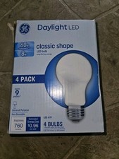 GE Daylight LED 60 Watt Replacement Uses 8 Watts 760 Lumen 4 Pack