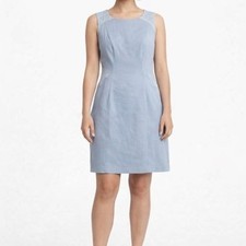 Darling Dress Blue Sleeveless Lined Back Zip Round Neck Lace Coquette Size M