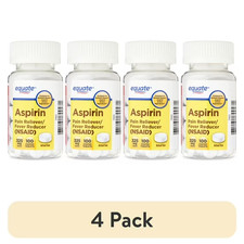 Equate Aspirin Pain Reliever/Fever Reducer Coated Tablets, 325mg, 100 Count 4 pk